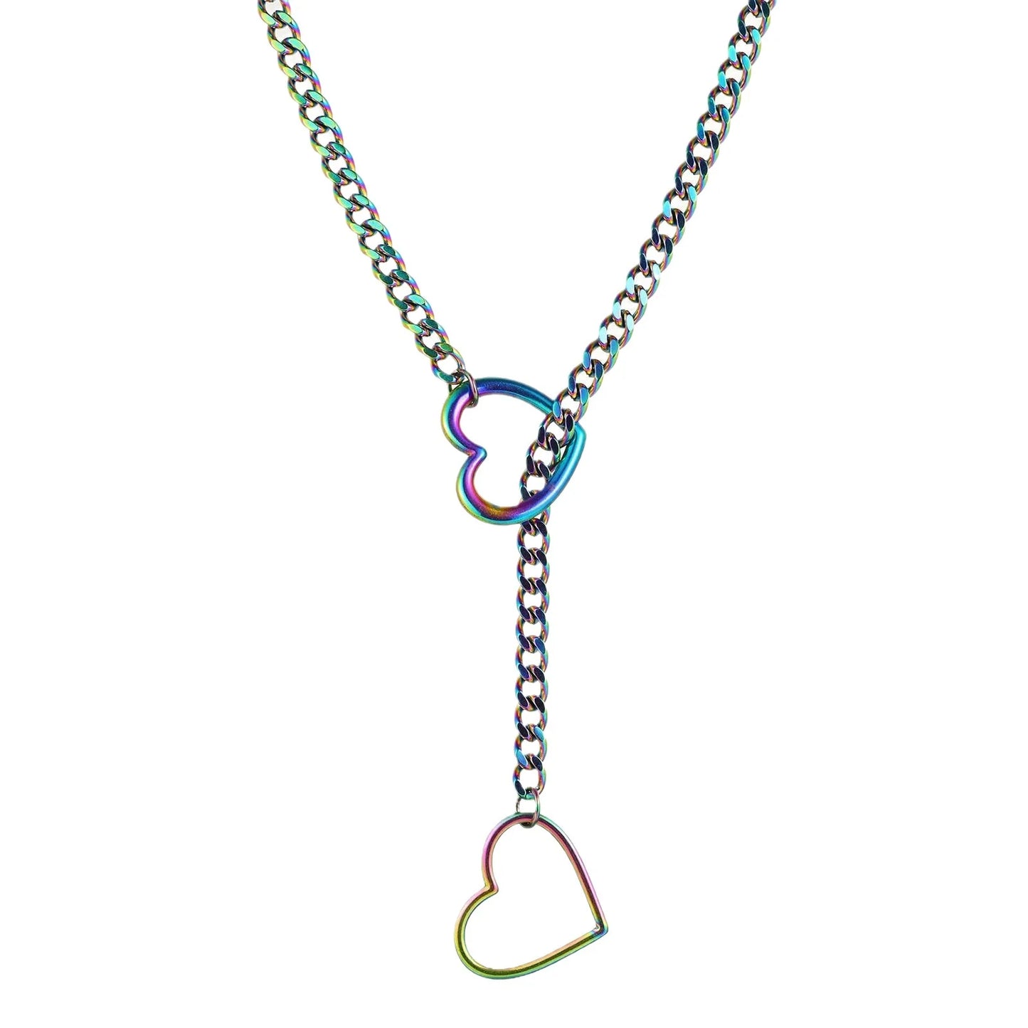 Heart O-Ring Slip Chain - Adjustable Lariat (Y-Necklace/Choker)