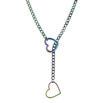Heart O-Ring Slip Chain - Adjustable Lariat (Y-Necklace/Choker)
