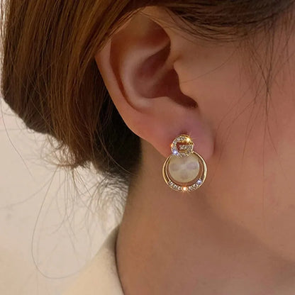 Bohemian Pearl & Rhinestone Stud Earrings