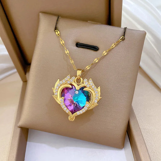 Majestic Fiery Heart Pendant Necklace