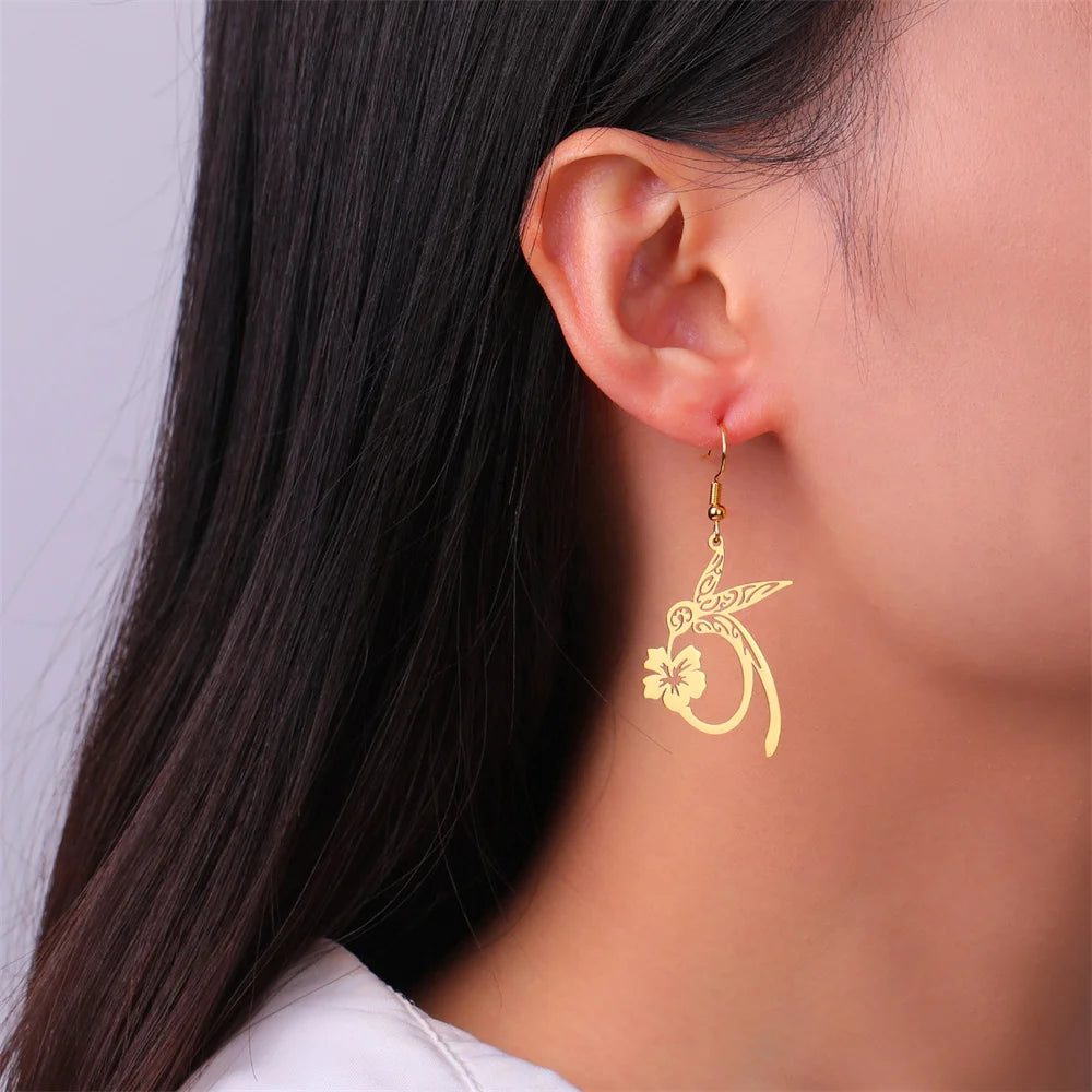 Hummingbird Jewelry Set – Gold/Silver Earrings & Necklace