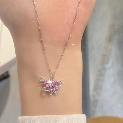 Cosmic Heart Ring Pendant Necklace