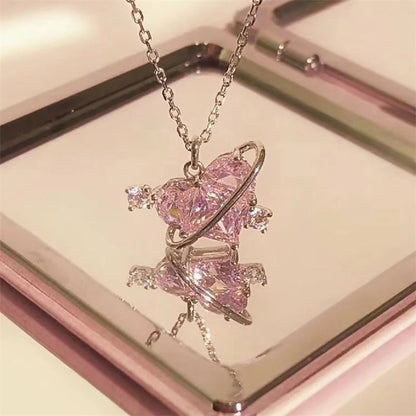 Cosmic Heart Ring Pendant Necklace