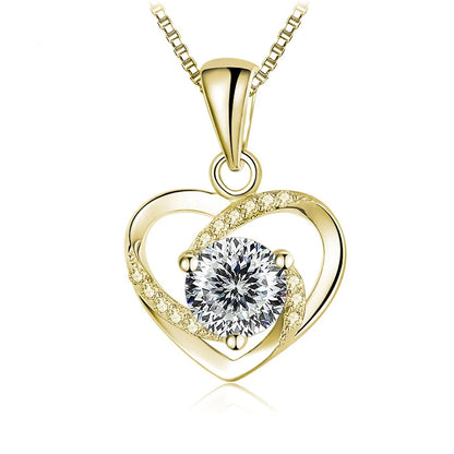 1CT Moissanite Swirl Heart Pendant Necklace – Sterling Silver Box Chain