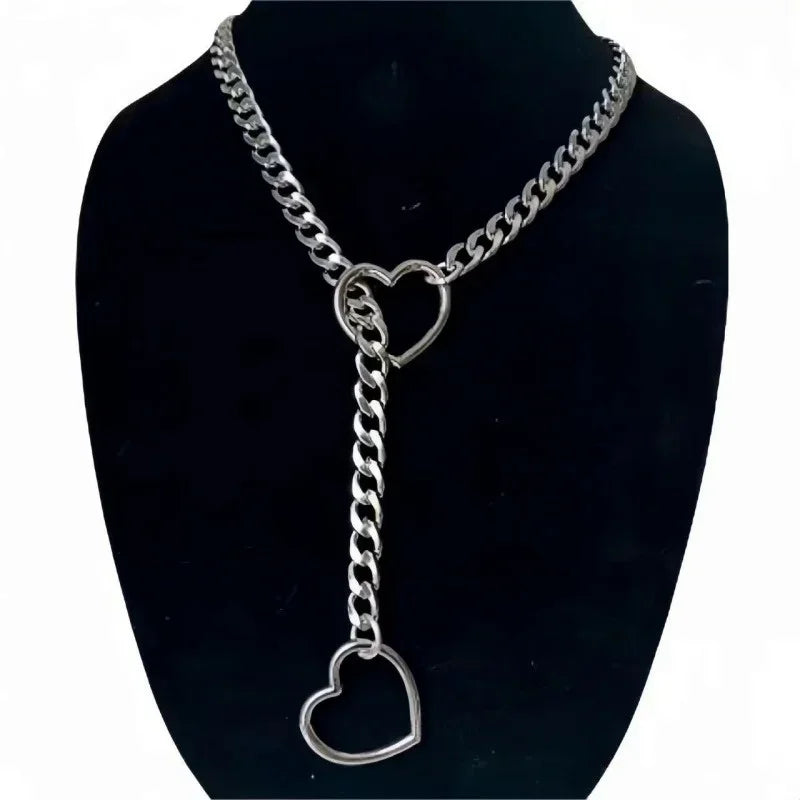 Heart O-Ring Slip Chain - Adjustable Lariat (Y-Necklace/Choker)