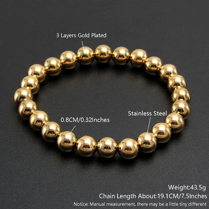 Stretch Ball Beaded Bracelet - Stacked Stainless Steel Bracelet for Women