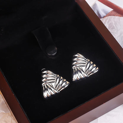 Geometric Textured Triangle Drop Earrings