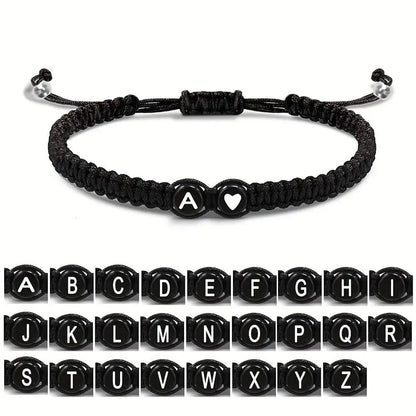 26 Letters Initial Heart Braided Bracelet