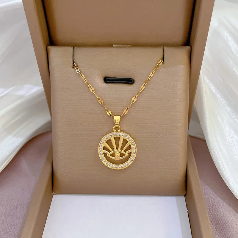 Blue Eye Necklace – Charm Gold Chain