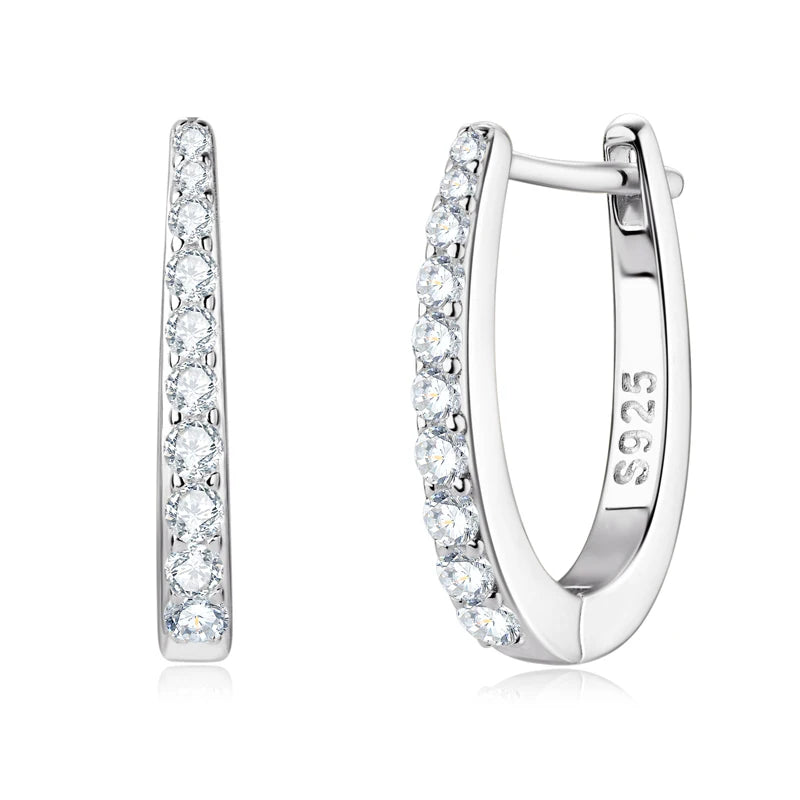 925 Sterling Silver Moissanite U-Hoop Earrings