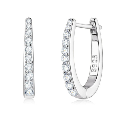 925 Sterling Silver Moissanite U-Hoop Earrings