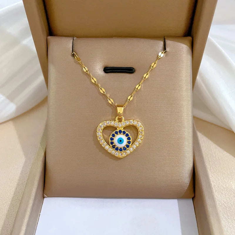 Blue Eye Necklace – Charm Gold Chain