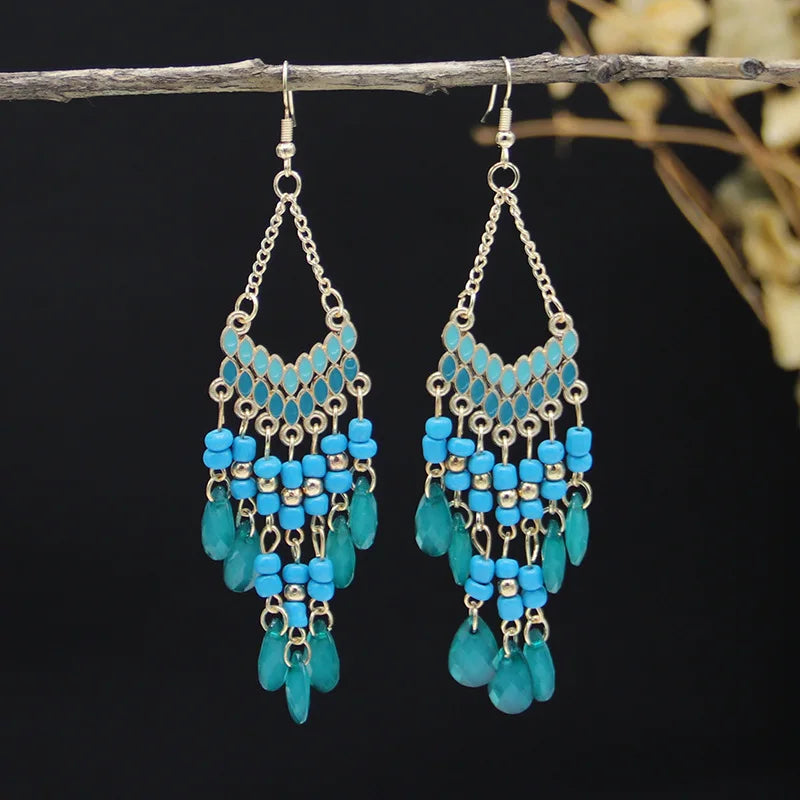 Bohemian Crystal Drop Earrings – Multicolor Rhinestone Dangles