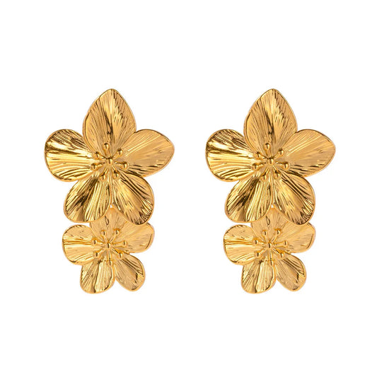 Vintage Gold Flower Drop Earrings