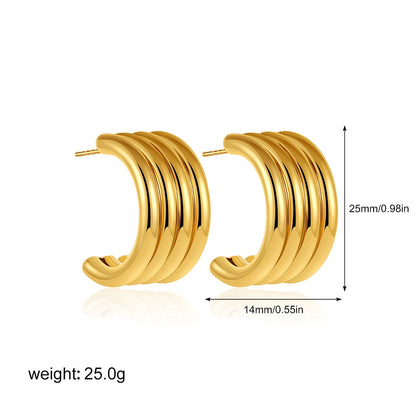 Retro Twist C-Hoop Earrings