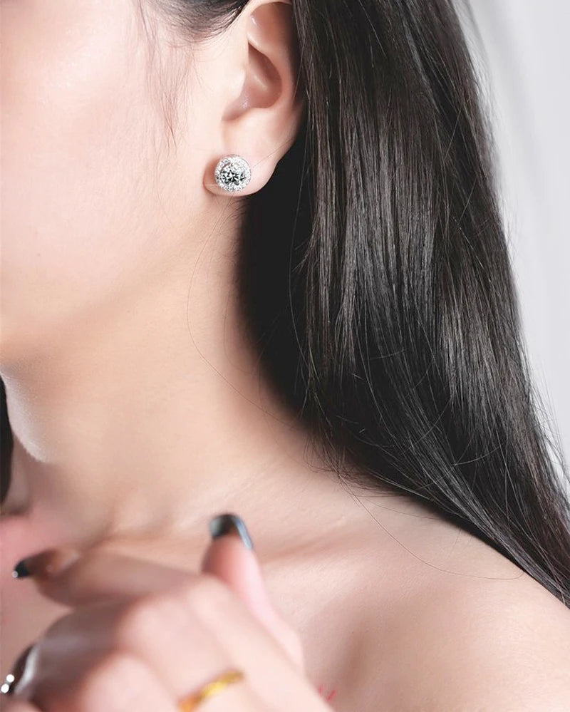 Round Moissanite Stud Earrings