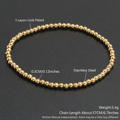 Stretch Ball Beaded Bracelet - Stacked Stainless Steel Bracelet for Women