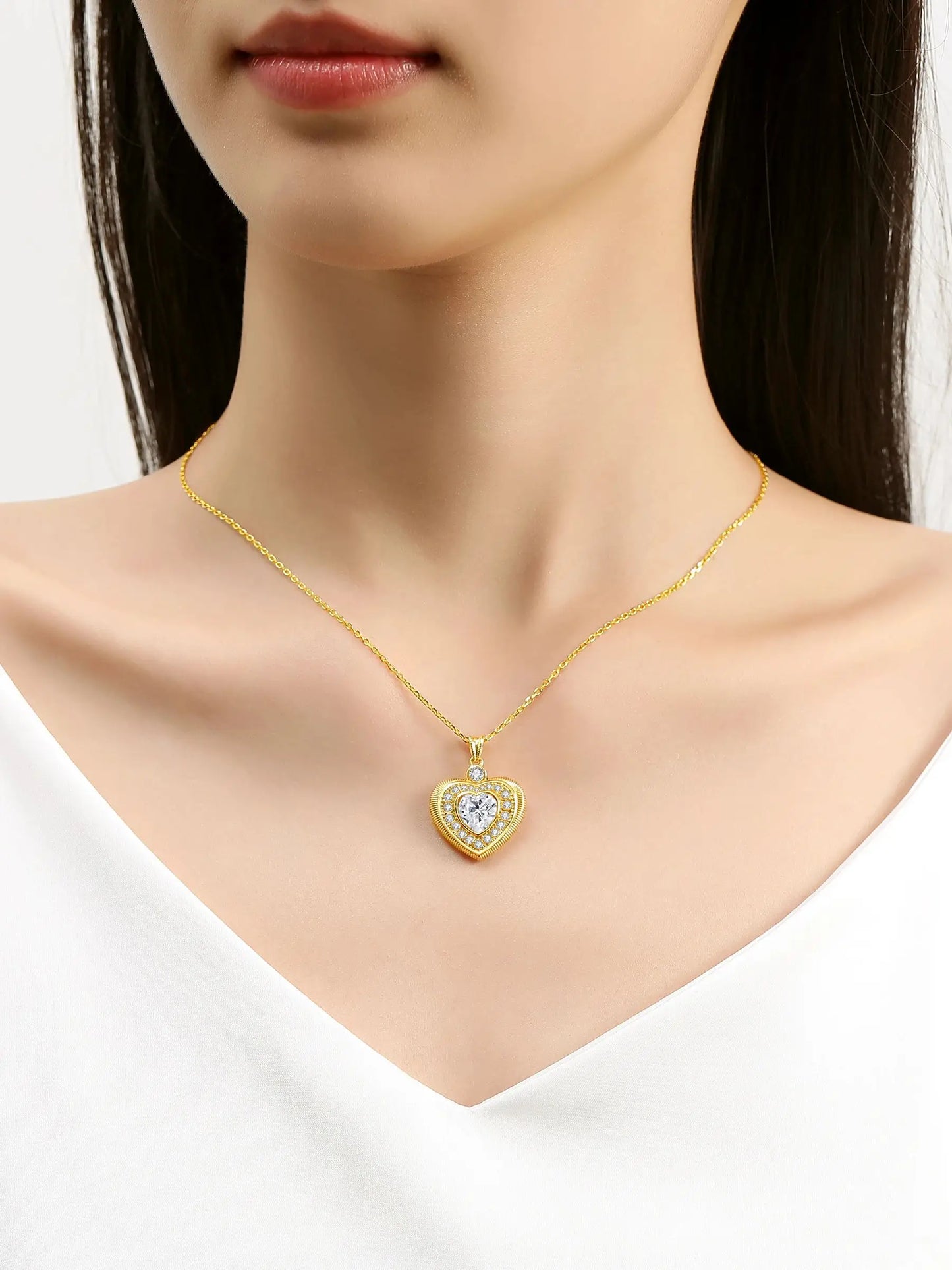 Moissanite Heart Pendant Necklace