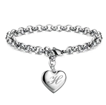 925 Sterling Silver Letter Charm Bracelet