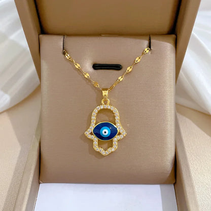 Blue Eye Necklace – Charm Gold Chain