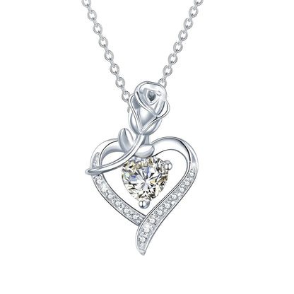 Rose Heart Moissanite Necklace