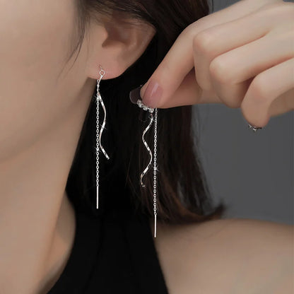 Vintage Wave Tassel Threader Earrings