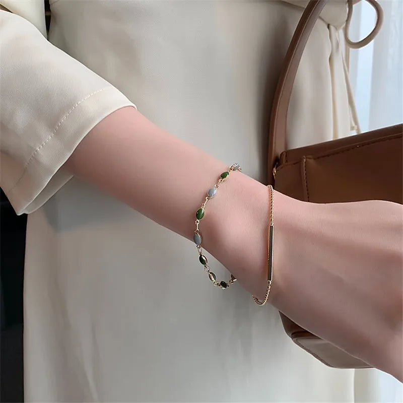 Bohemian Minimalist Multi-Layer Bracelet Set – 6-Piece Fashion Jewelry