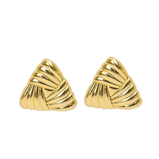Geometric Textured Triangle Drop Earrings