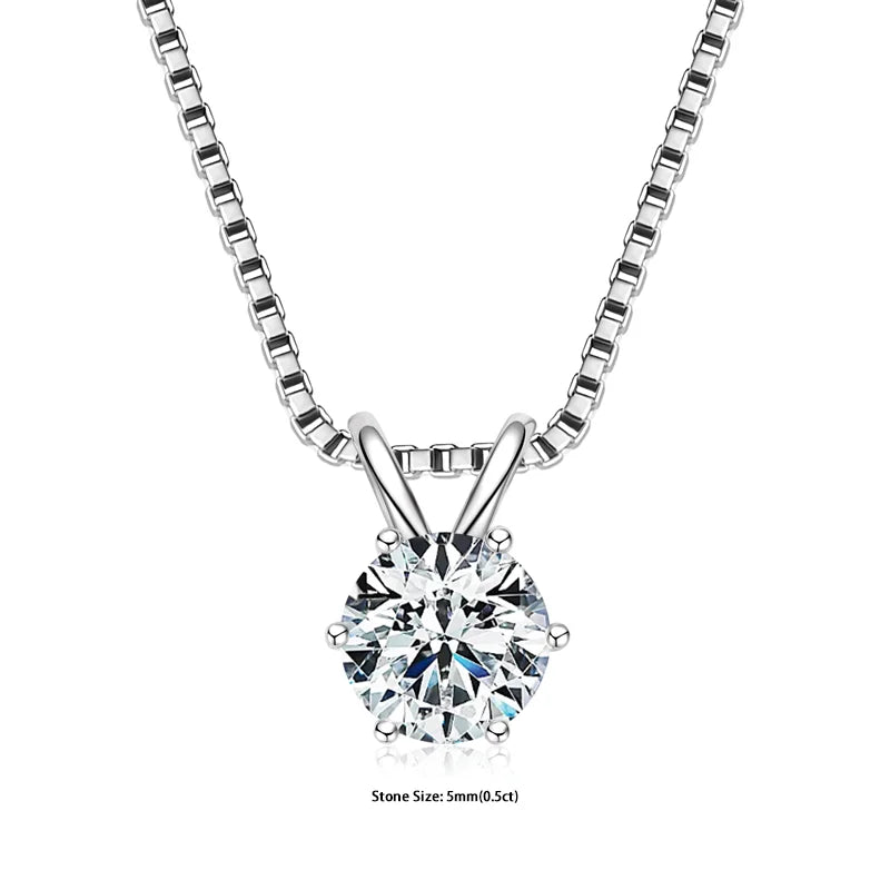 Moissanite Pendant Necklace – 0.5-5ct Sterling Silver