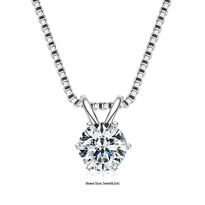 Moissanite Pendant Necklace – 0.5-5ct Sterling Silver