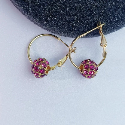 Shiny Zircon Ball Drop Earrings - Silver, Gold, Multicolor