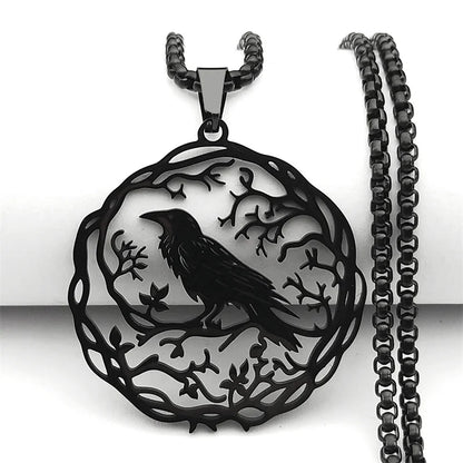 Mystical Crow Pendant Necklace