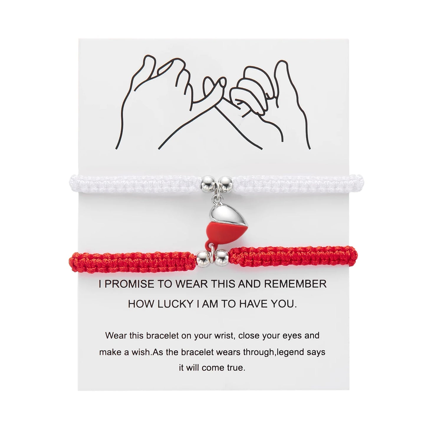 Adjustable Heart Magnet Braided Bracelet for Couples