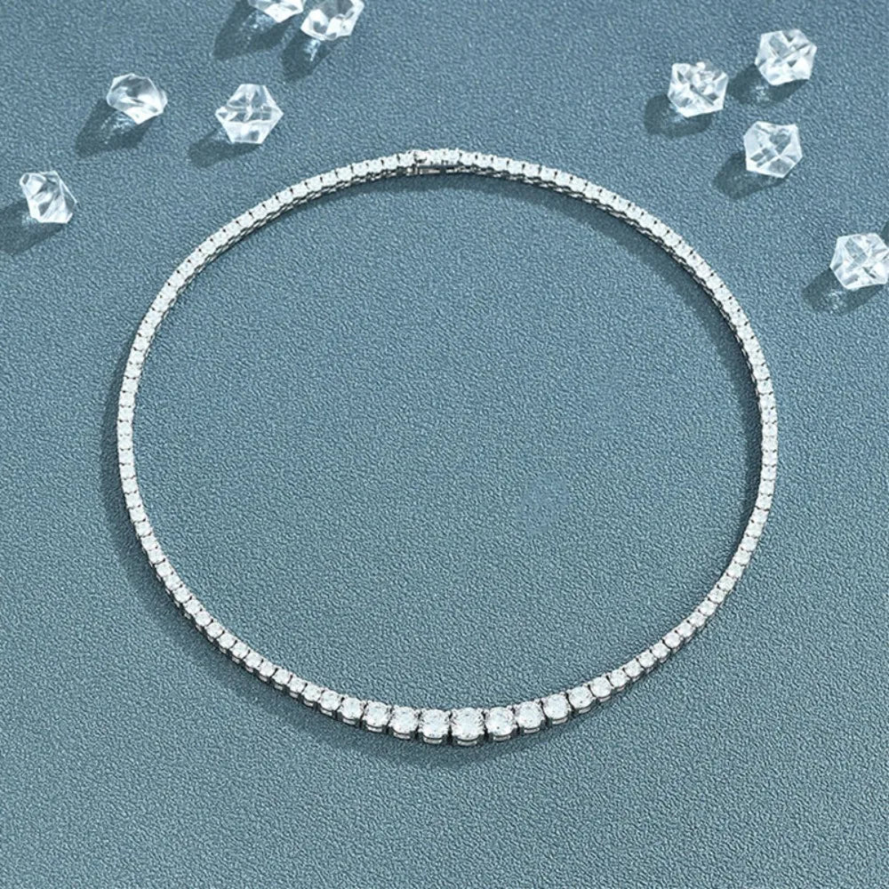 Moissanite Tennis Necklace – 925 Sterling Silver