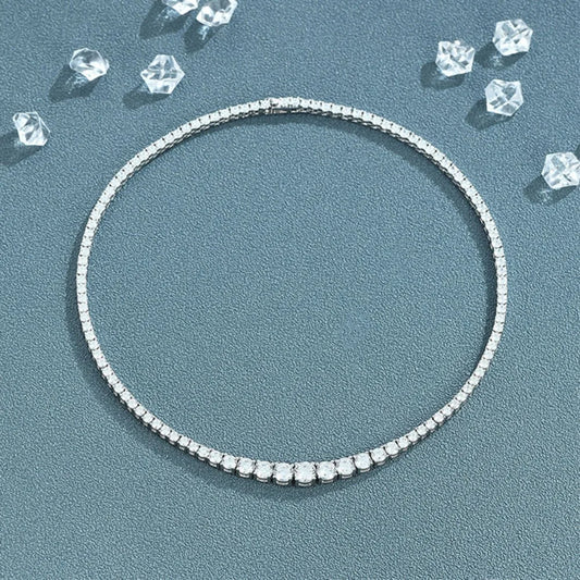 Moissanite Tennis Necklace – 925 Sterling Silver
