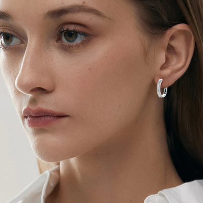 925 Sterling Silver / 14K Gold Plated Moissanite Hoop Earrings