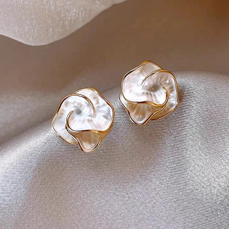 Thick Rhinestone Vintage Hoop Stud Earrings