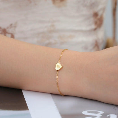 Initial Letter Heart Charm Bracelet for Women