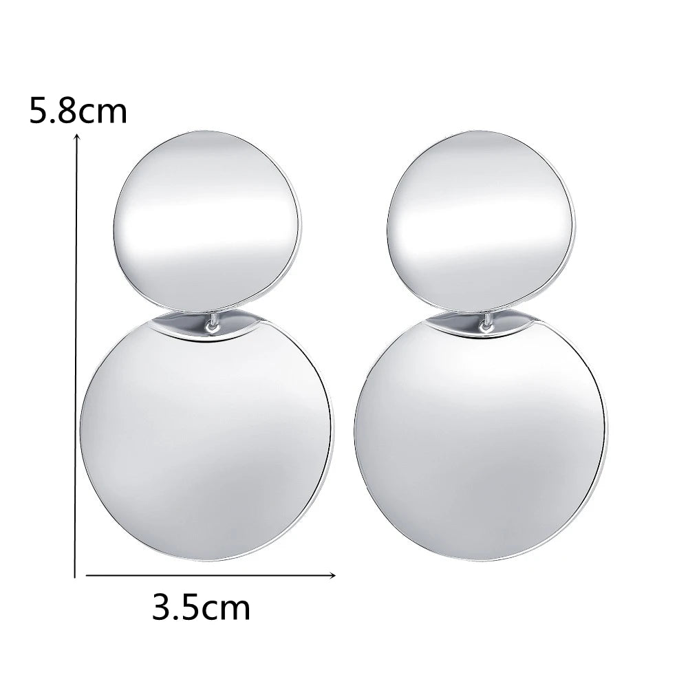 Eccentric Multi-Shaped Metal Dangle Earrings