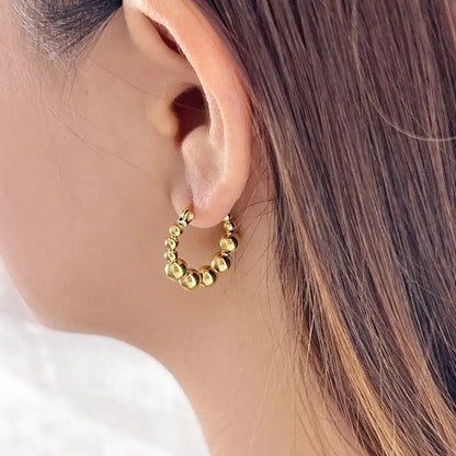 Gold Beaded Hoop Earrings