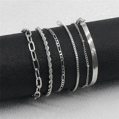 Bohemian Minimalist Multi-Layer Bracelet Set – 6-Piece Fashion Jewelry