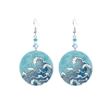 Vintage Blue Wave Acrylic Drop Earrings