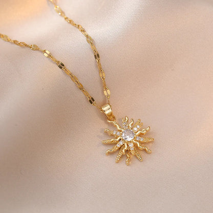 Rotating Flower Pendant Necklace - Silver SS Chain