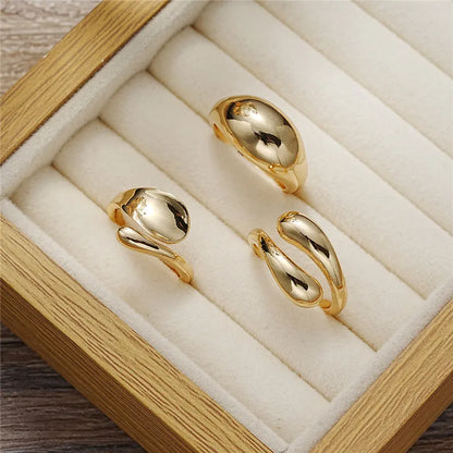 Open Rings Set Eccentric Chunky Geometric Ring