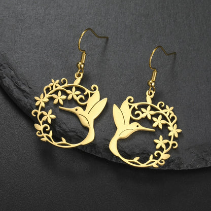 Hummingbird Jewelry Set – Gold/Silver Earrings & Necklace