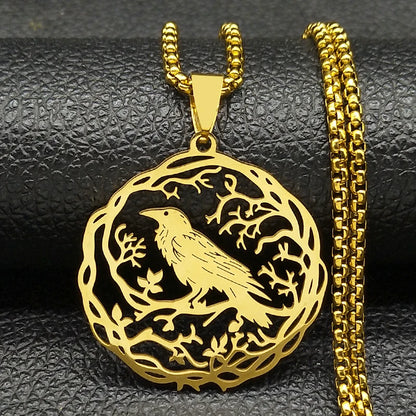 Mystical Crow Pendant Necklace