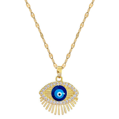 Blue Eye Necklace – Charm Gold Chain