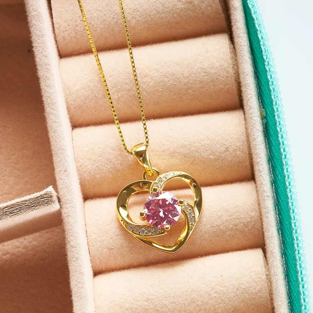 1CT Moissanite Swirl Heart Pendant Necklace – Sterling Silver Box Chain