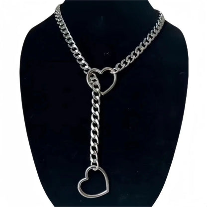 Heart O-Ring Slip Chain - Adjustable Lariat (Y-Necklace/Choker)