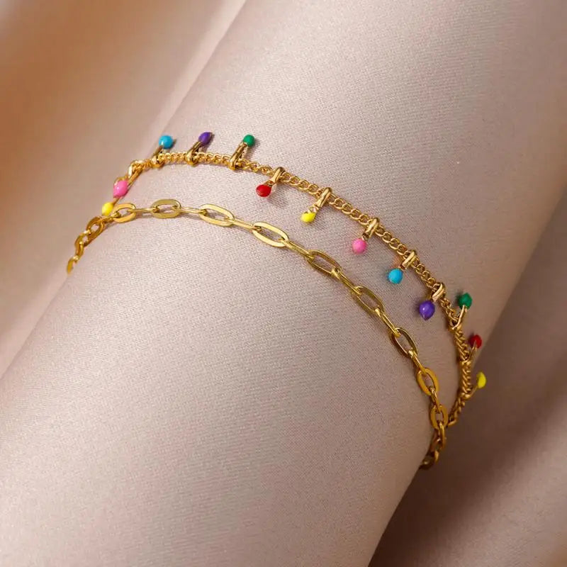 Gold Stainless Steel Imitation Pearl Anklet – Summer Beach Jewelry